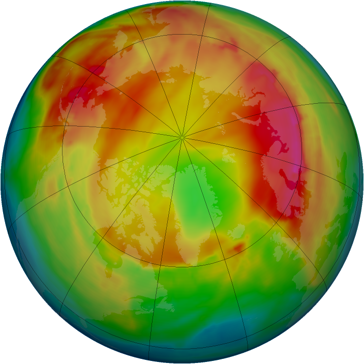 Arctic ozone map for 19 January 2015